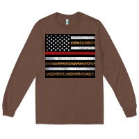 Chestnut thin red line American flag leopard Long Sleeve Tee - Artiststas