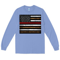Colony Blue thin red line American flag leopard Long Sleeve Tee - Artiststas