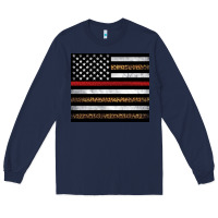 Navy thin red line American flag leopard Long Sleeve Tee - Artiststas
