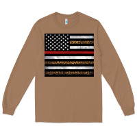 Toasted Coconut thin red line American flag leopard Long Sleeve Tee - Artiststas