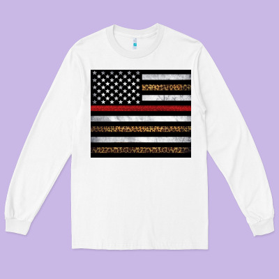 Thin Red Line American Flag Leopard Long Sleeve Tee Designed By Artiststas