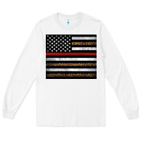 White thin red line American flag leopard Long Sleeve Tee - Artiststas
