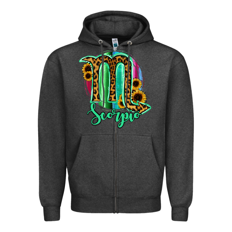 Scorpio Zodiac Sign Sunflower Leopard Serape Zipper Hoodie by RanaPortraitStore | Teevron