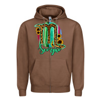 Chestnut Scorpio Zodiac Sign Sunflower Leopard Serape Zipper Hoodie - RanaPortraitStore
