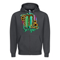 Smoke Scorpio Zodiac Sign Sunflower Leopard Serape Zipper Hoodie - RanaPortraitStore