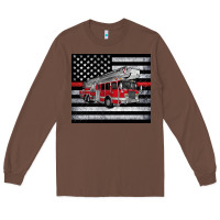 Chestnut thin red line American flag fire truck Long Sleeve Tee - Artiststas