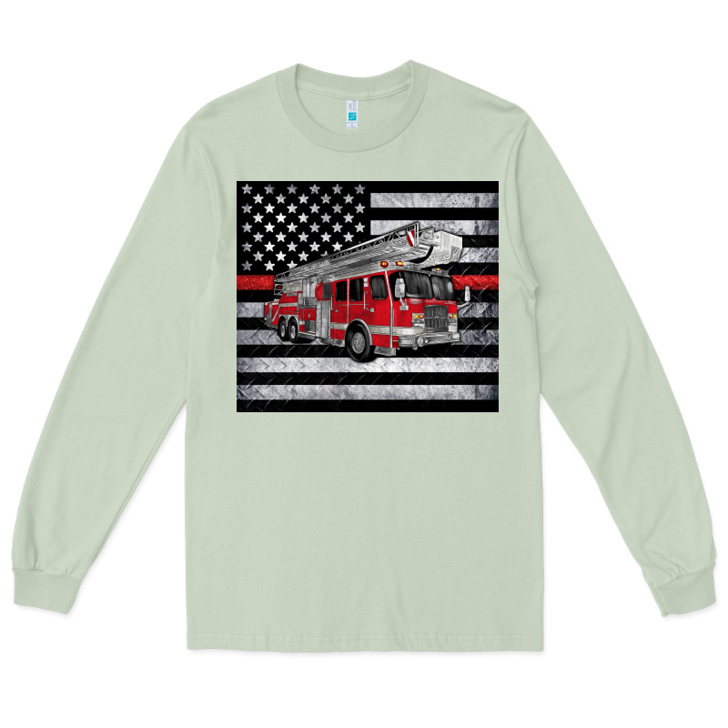 Thin Red Line American Flag Fire Truck Long Sleeve Tee by Artiststas | Teevron