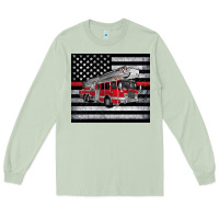 Matcha thin red line American flag fire truck Long Sleeve Tee - Artiststas