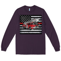 Plum thin red line American flag fire truck Long Sleeve Tee - Artiststas