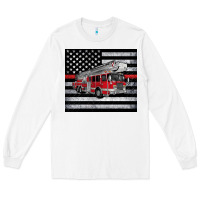 White thin red line American flag fire truck Long Sleeve Tee - Artiststas