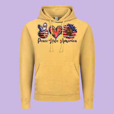 Peace Love America Vintage Hoodie Designed By Barkaloodesign