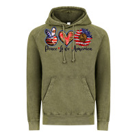 Vintage Olive peace love america Vintage Hoodie - BarkalooDesign
