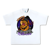White Happy Halloween Urban Heavy Tee - SublimationCraftShop
