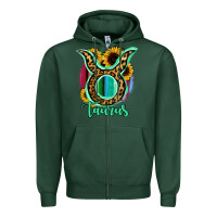 Sports Green Taurus Zodiac Sign Sunflower Leopard Serape Zipper Hoodie - RanaPortraitStore
