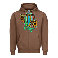Chestnut Virgo Zodiac Sign Sunflower Leopard Serape Zipper Hoodie - RanaPortraitStore