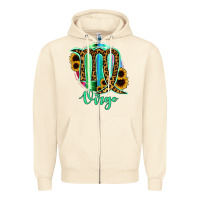 Sandshell Virgo Zodiac Sign Sunflower Leopard Serape Zipper Hoodie - RanaPortraitStore