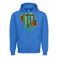 True Royal Virgo Zodiac Sign Sunflower Leopard Serape Zipper Hoodie - RanaPortraitStore