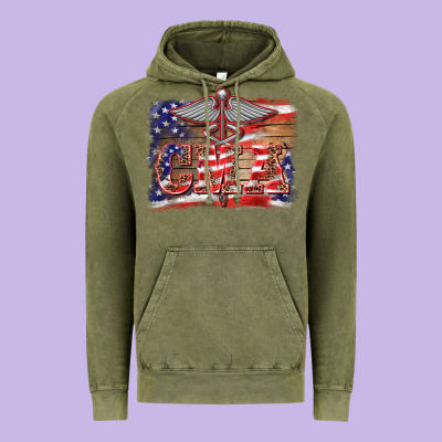 Patriotic Nurse Certified Medical Assistant Medilcal Symbol Background Vintage Hoodie Designed By Barkaloodesign