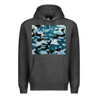 Charcoal Heather blue camouflage glitter Premium Hoodie - BarkalooDesign