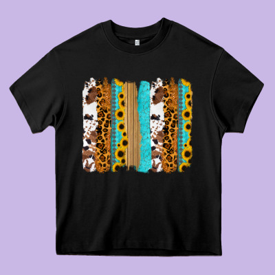 Turquoise Sunflowers Cowhide Leopard Glitter Background Heavy Core Tee Designed By Ranaportraitstore