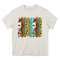 Cream turquoise sunflowers cowhide leopard glitter background Heavy Core Tee - RanaPortraitStore