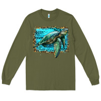Army Green sea turtle with background Long Sleeve Tee - Artiststas