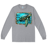 Heather Grey sea turtle with background Long Sleeve Tee - Artiststas