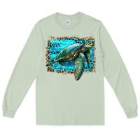Matcha sea turtle with background Long Sleeve Tee - Artiststas