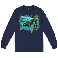 Navy sea turtle with background Long Sleeve Tee - Artiststas
