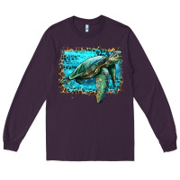 Plum sea turtle with background Long Sleeve Tee - Artiststas