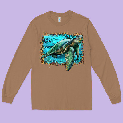 Sea Turtle With Background Long Sleeve Tee Designed By Artiststas