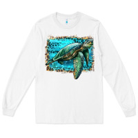 White sea turtle with background Long Sleeve Tee - Artiststas