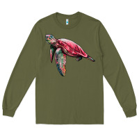 Army Green sea turtle pink glitter Long Sleeve Tee - Artiststas