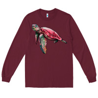 Burgundy sea turtle pink glitter Long Sleeve Tee - Artiststas
