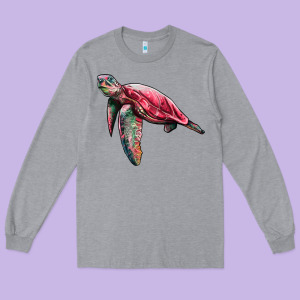 Sea Turtle Pink Glitter Long Sleeve Tee Designed By Artiststas