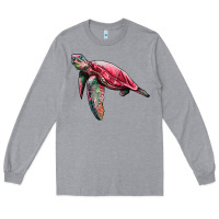 Heather Grey sea turtle pink glitter Long Sleeve Tee - Artiststas