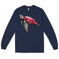 Navy sea turtle pink glitter Long Sleeve Tee - Artiststas