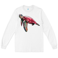 White sea turtle pink glitter Long Sleeve Tee - Artiststas