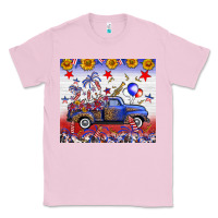 Bubblegum Pink Fourth Of July Truck American Flag Classic Tee - FaDigitalArtStudio