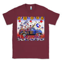 Burgundy Fourth Of July Truck American Flag Classic Tee - FaDigitalArtStudio