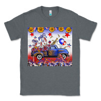 Charcoal Heather Fourth Of July Truck American Flag Classic Tee - FaDigitalArtStudio