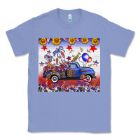 Colony Blue Fourth Of July Truck American Flag Classic Tee - FaDigitalArtStudio