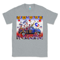 Heather Grey Fourth Of July Truck American Flag Classic Tee - FaDigitalArtStudio