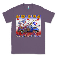 Lavender Fourth Of July Truck American Flag Classic Tee - FaDigitalArtStudio