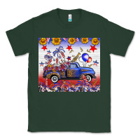 Sports Green Fourth Of July Truck American Flag Classic Tee - FaDigitalArtStudio