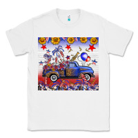 White Fourth Of July Truck American Flag Classic Tee - FaDigitalArtStudio