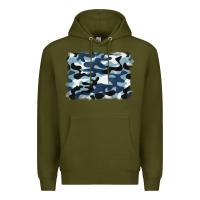 Army Green blue camouflage background Premium Hoodie - BarkalooDesign