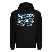 Black blue camouflage background Premium Hoodie - BarkalooDesign