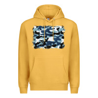 Mustard blue camouflage background Premium Hoodie - BarkalooDesign