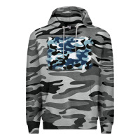 Slate Camo blue camouflage background Premium Hoodie - BarkalooDesign